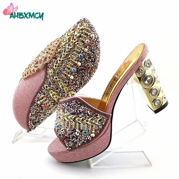 

dress shoes pink design italian ladies and bag set with platform slingbacks slipper decorate rhinestone for christamas, Black