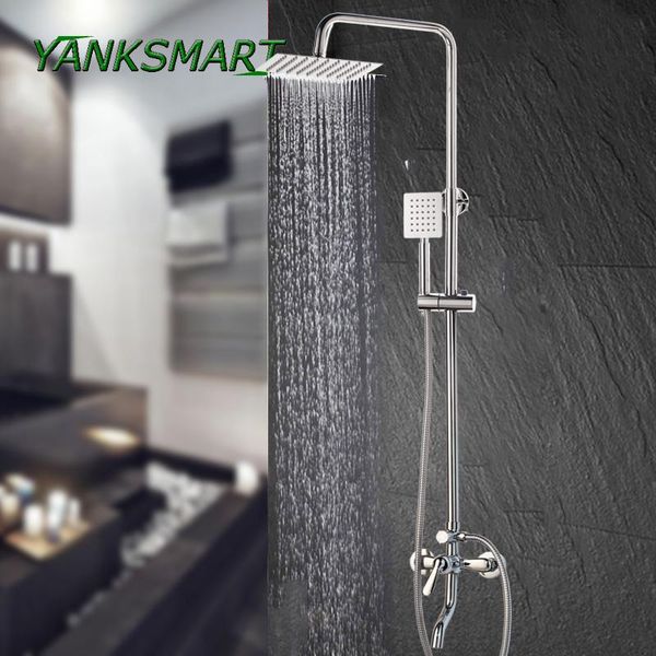 

inch rainfall shower head mixer faucet bathroom adjust height 2 functions faucets set chrome polished sets