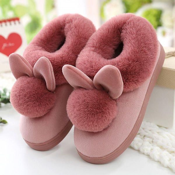 

women winter slippers cotton room indoor warm shoes womens cute plus plush, Black