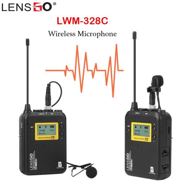 

microphones lensgo lwm-328c wireless microphone lapel lavalier condensador microfone mic for smartphones dslr cameras interview recording