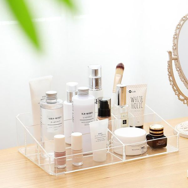 

bathroom storage & organization arylic makeup organizers box grid dressing boxes household plastic transparent simple cosmetics shelf finish