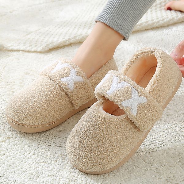 

fur slippers women teddy cashmere womens slippers warm cute indoor slippers short plush home non slip shoes for girl, Black