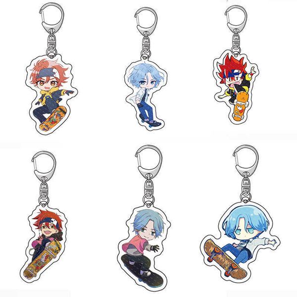 

sk8 the infinity acrylic keychain cute reki snow miya langa cheery blossom character figure keychain double side key ring 6pcs h0915, Silver