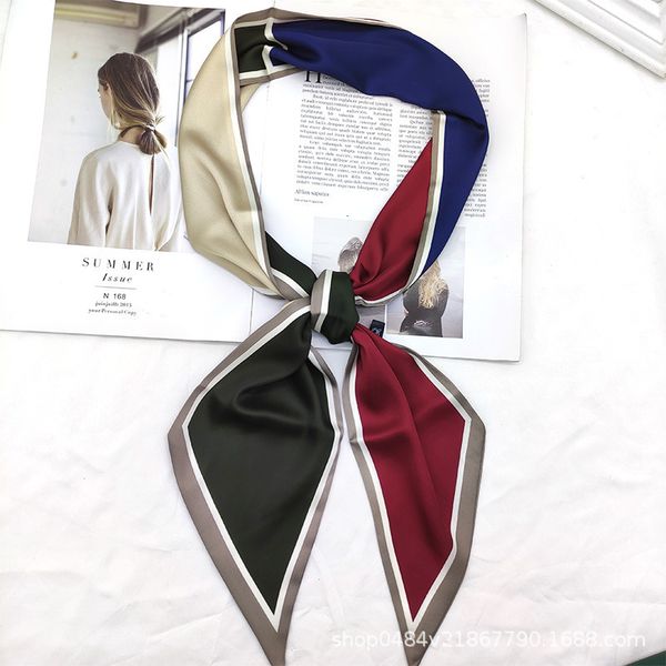 

scarve oblique angle small decoration spring and autumn versatile n ribbon korean thin female headscarf, Blue;gray