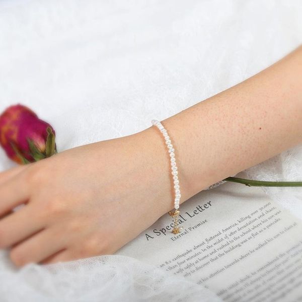 

link, chain stainless steel natural freshwater pearl bracelet, cute exquisite adjustable wedding bracelet jewelry gift, Black