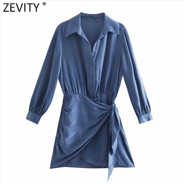 

zevity women fashion solid color bow tied decoration casual slim shirt dress office lady chic breasted business vestidos ds8139 210630, Black;gray