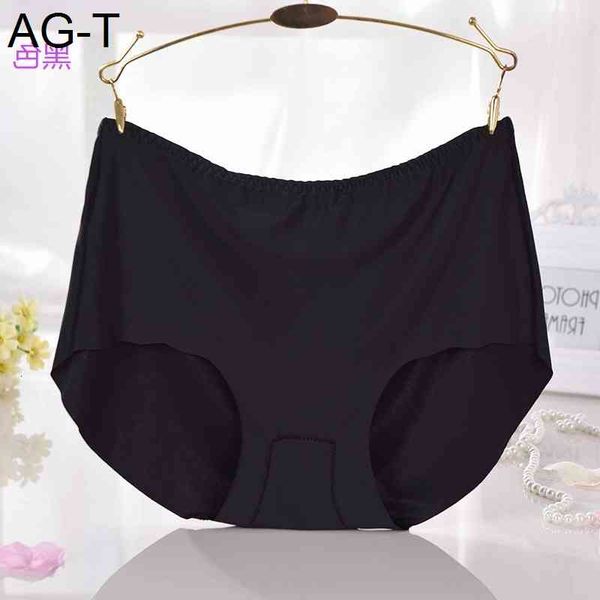 

kja266 women high waist underwear briefs female ice silk seamless intimates ladies plus-size lingerie panties culotte femme 7xl, Black;pink