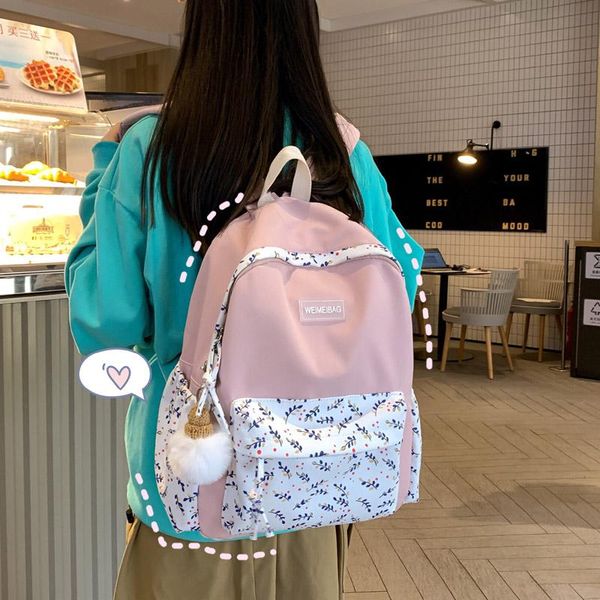 

women small fresh cute backpack female waterproof panelled school bags for teenagers harajuku backpacks ladies ruckpacks