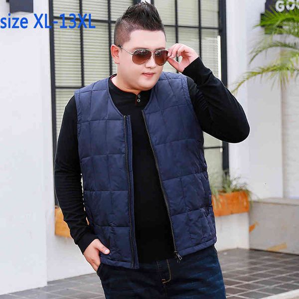 

new arrival fashion super large men casual warm thick loose zipper down jacket vest plus size -11xl12xl 13xl, Black