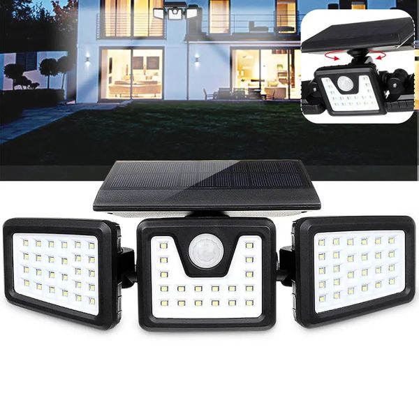 

70 led solar light motion sensor wall rotatable outdoor yard garden lamp