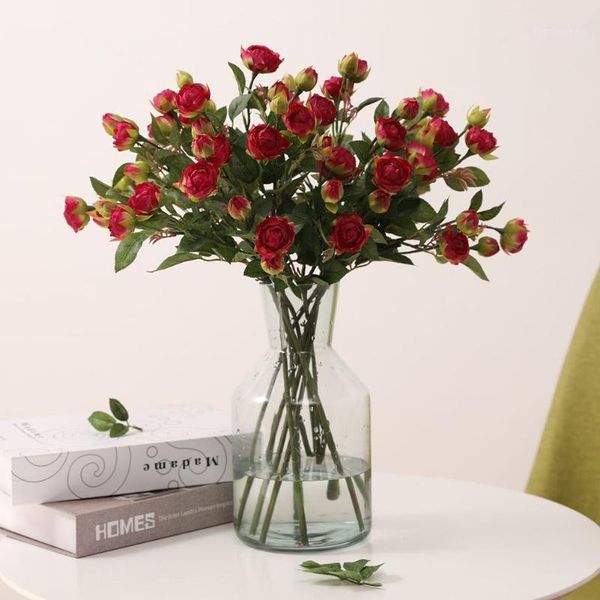 

heads artificial rose flower branch bouquet decor for home wedding holding fake flowers indoor decorative & wreaths1