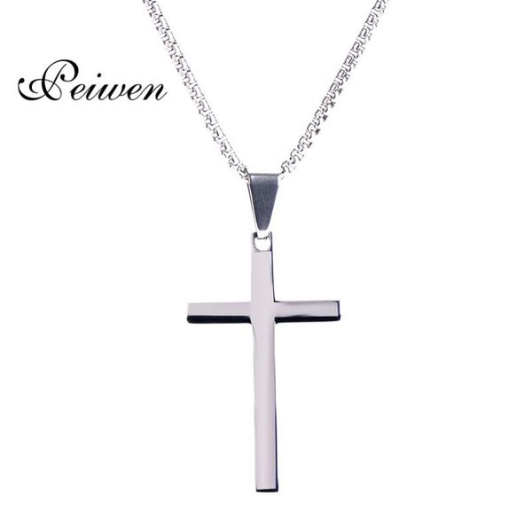 

pendant necklaces jesus cross necklace for men women stainless steel box chains christian crucifix silver color lucky prayer jewelry gift