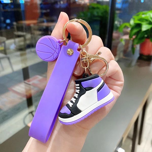 

sh001 creative silicone sports shoes model keychain 3d cartoon shoe personality bag pendant ornament car key rings, Silver