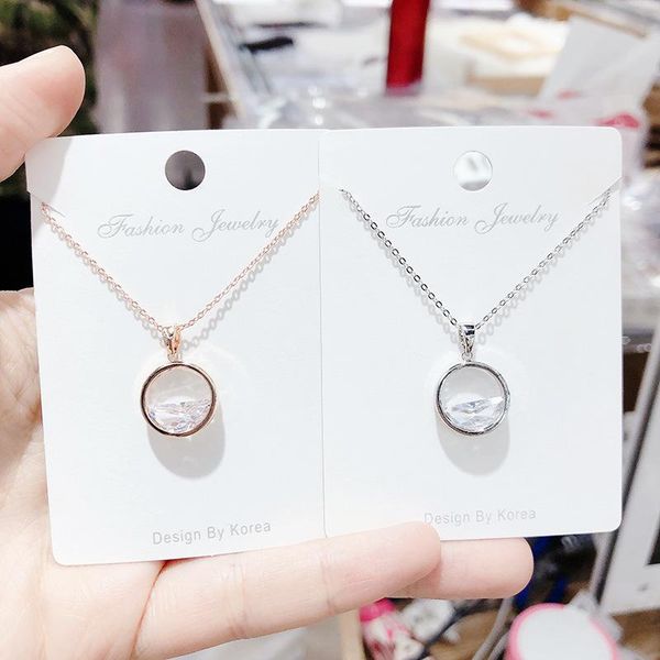 

pendant necklaces women necklace ring spring zircon clavicle chain, Silver