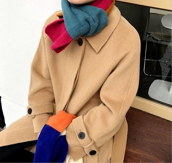 

scarves winter scarf 3- colors patchwork knitted wraps sharp angle shawls warm long narrow small skinny neckerchief, Blue;gray