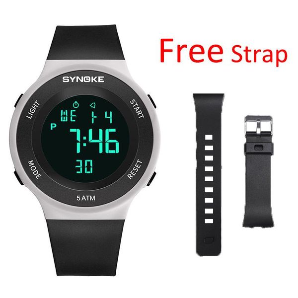 

wristwatches synoke sports women led digital watch 50m waterproof ladies electronic rubber wrist removable strap clock relogio femini, Slivery;brown