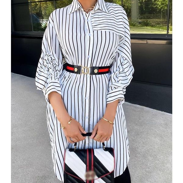 

casual dresses mandylandy striped printed shirt dress women long sleeve autumn high waist business wear shirts no belt, Black;gray