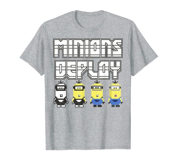 

despicable me minions deploy 8-bit graphic t-shirt, White;black