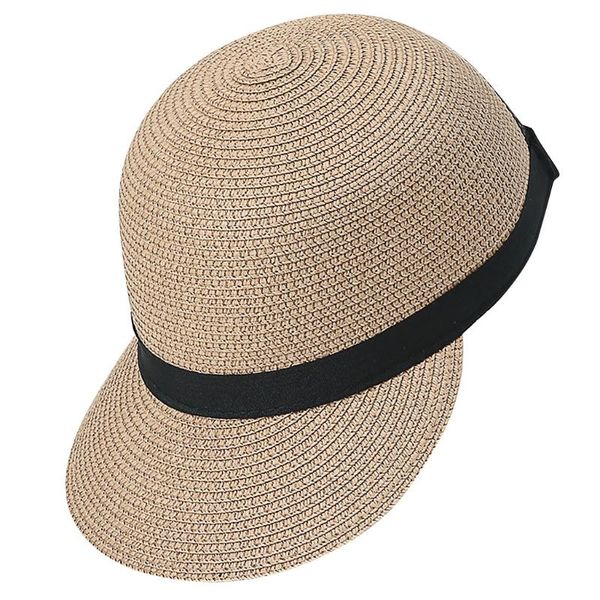 

beach cap women summer straw adjustable outdoor sun hat female casual solid color cycling baseball vacation hats, Black;white