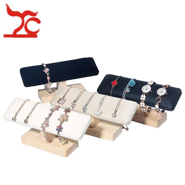 

jewelry pouches, bags solid wood single layer bracelet frame stand watch display props hair ring rope rack, Pink;blue