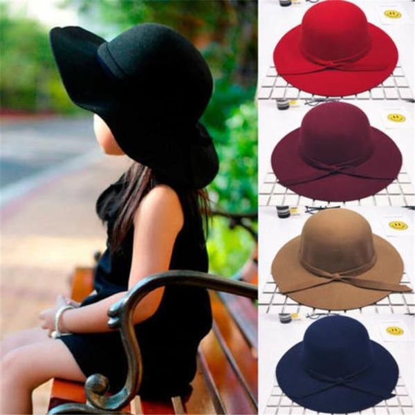 

caps & hats boiiwant 2-8y fashion kids girls bowknot hat elegant retro pure color bowler sun bonnet beach bucket, Yellow