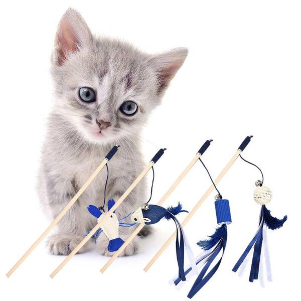 

cat toys cute mouse shrimp feather dog tease toy with bell wooden stick for cats products