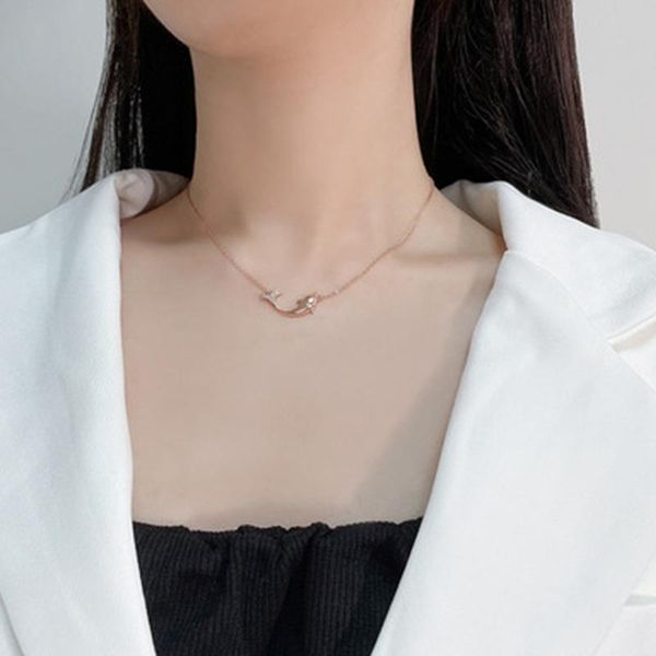 

pendant necklaces fashion silver plated cute dolphin statement necklace cubic zirconia whale