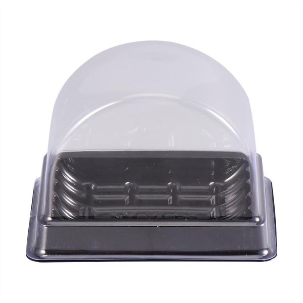 

gift wrap 50 pcs baked packing box disposable saver transparent tray storage (half round black)