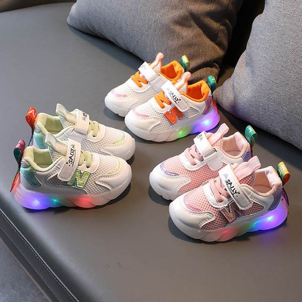 

baby athletic led kids shoes toddler sneakers girls boys footwear spring autumn children student running shoe b7412, Black