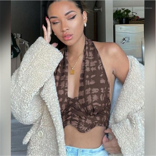 

bustiers & corsets summer style women's fashion print design sense halter neck slim nude vest tube top, Black;white
