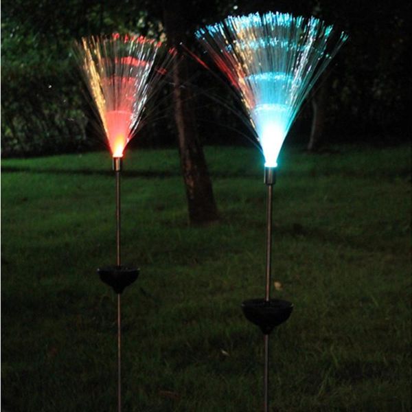 

solar lamps 2pcs lampada luz fiber optic lights rgb led outdoor garden decoration yard lawn trapping lamp lantern party decor