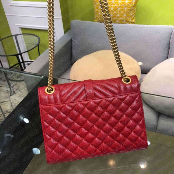 10A Moda Bolsa envelope de corrente quiletada de alta qualidade bolsa bege feminina ombro crossbody com número de série tamanho grande couro de bezerro genuíno1th