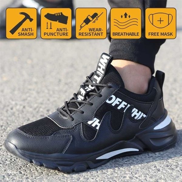 Sapato de segurança Botas à prova de perfuração Sapatos de trabalho resistente à resistência à compressão Resistente respirável 211217