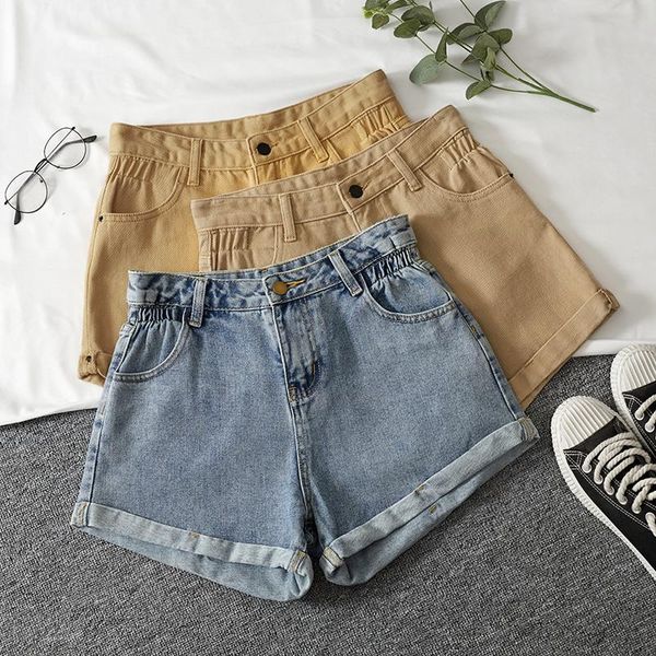 

women's jeans apricot high waisted jean shorts summer denim short feminino loose plus size korean blue ladies