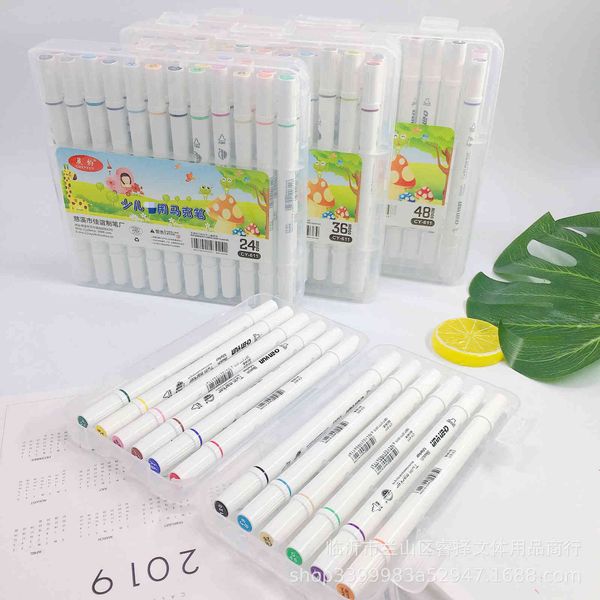 

611 chenyun double headed marker transparent box children's watercolor painting pen 12 / 24 36 48 color