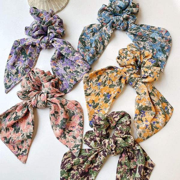 

hair accessories 2021 korean style simple girl ropes floral large summer long ribbon ties for women female fashion