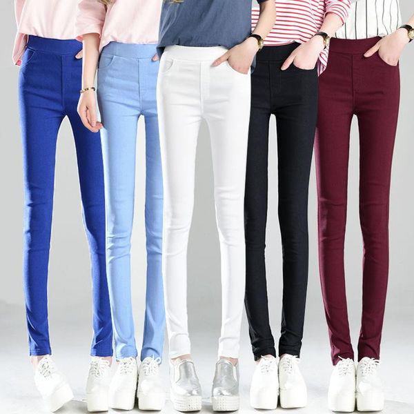 

women's pants & capris 2021 spring autumn women casual skinny pencil leggings plus size female slim trouser streetwear pantalones mujer, Black;white
