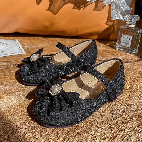 

baby shoes children's women's black pearl bow lovely girl's princess