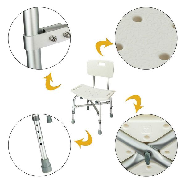 

adjustable heavy-duty medical shower chair bath bench stool seat & backrest