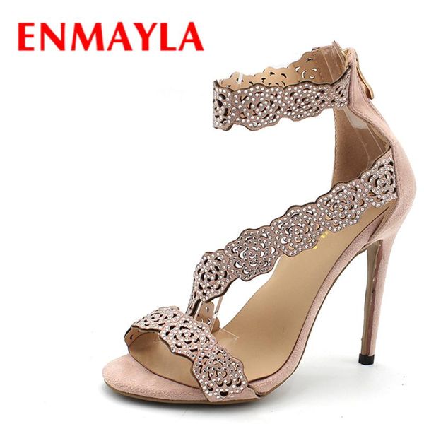 

sandals womens high heels shoes summer ladies gladiator women faux suede open toe rhinestone strappy woman, Black