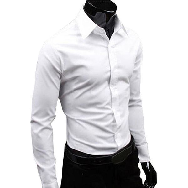 

mens business shirt gentleman wild shirt (-5xl) slim cotton plus size shirt mens pure color long sleeve fashion, White;black