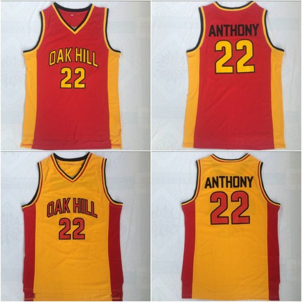 

#22 carmelo anthony basketball shirts mens melo oak hill high school stitched jersey, Black