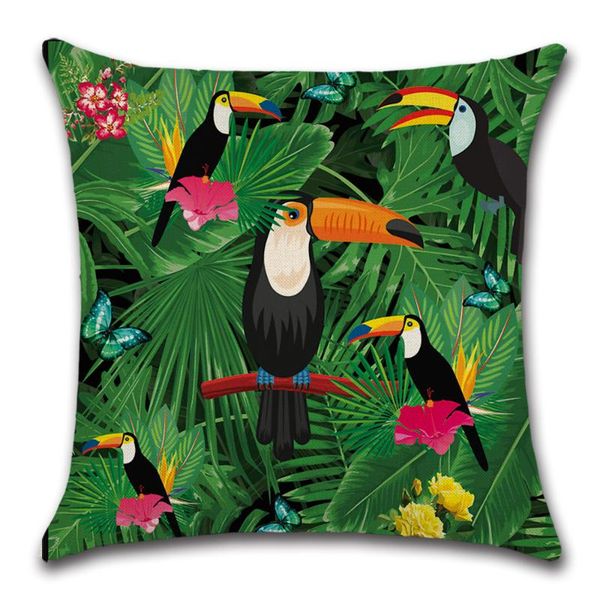 

pillow case summer tropical plants toucan home decorative pillowcase green leaves throw animal cover kussensloop