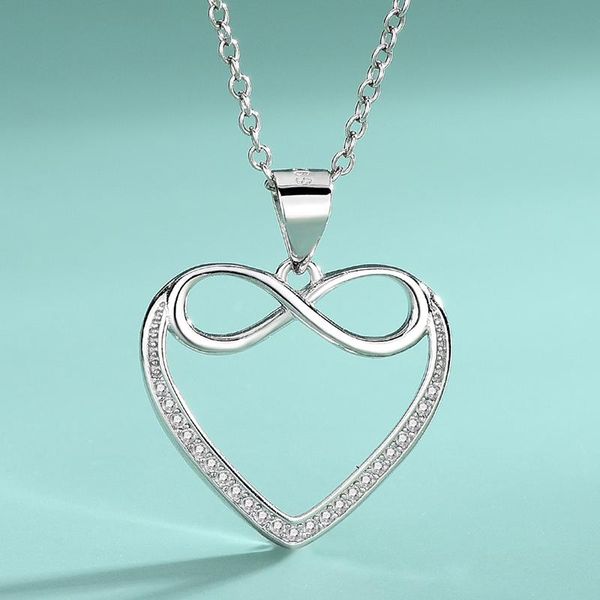 

chains s925 sterling silver 8 words ladies secklace heart-shaped love necklace bowknot jewelry pendant simplicity fashion
