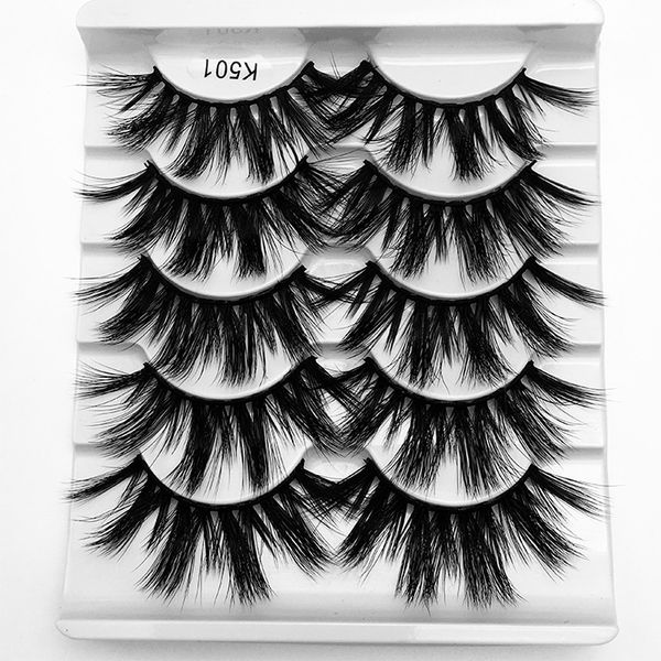 Artesanal Reutilizável 3D Mink Fake Lashes Soft Light Natural Espesso 5 Pares Falsos Eyelashes Extensões Definir Fácil de Vestir Com Laser Embalagem 9 Modelos Modelos Maquiagem