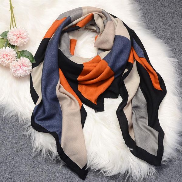 

scarves 140cm 70% cashmere 30% silk keep warm winter scarf fashion brand design square shawl women hijab bandana kerchief, Blue;gray