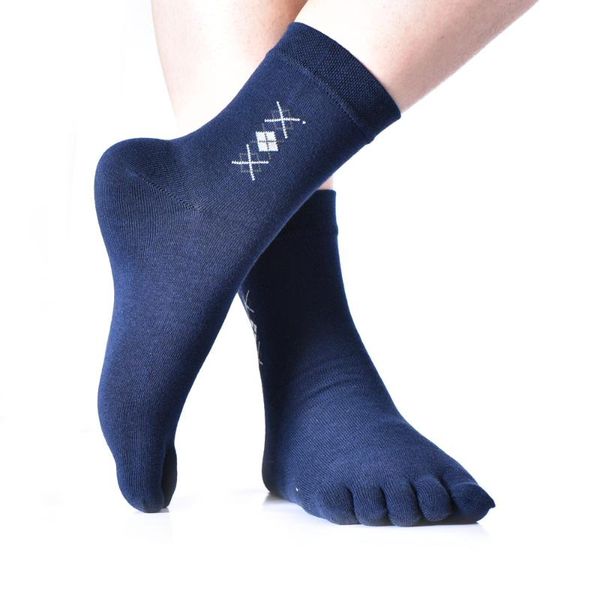 

men's socks men middle tube pure color five finger combed cotton knitting, Black