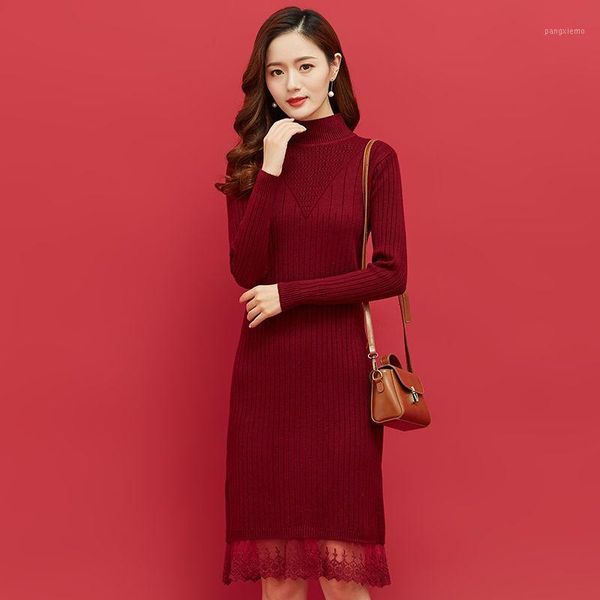 

women's sweaters 2021 spring and autumn sweater long korean loose half turtleneck knitted bottoming skirt, White;black