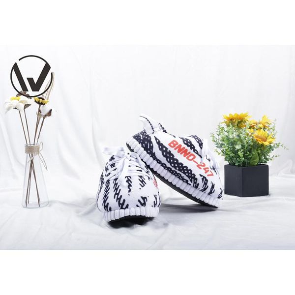 

we·feel big size couples fat warm foam cute cotton plush sneaker slippers, Black