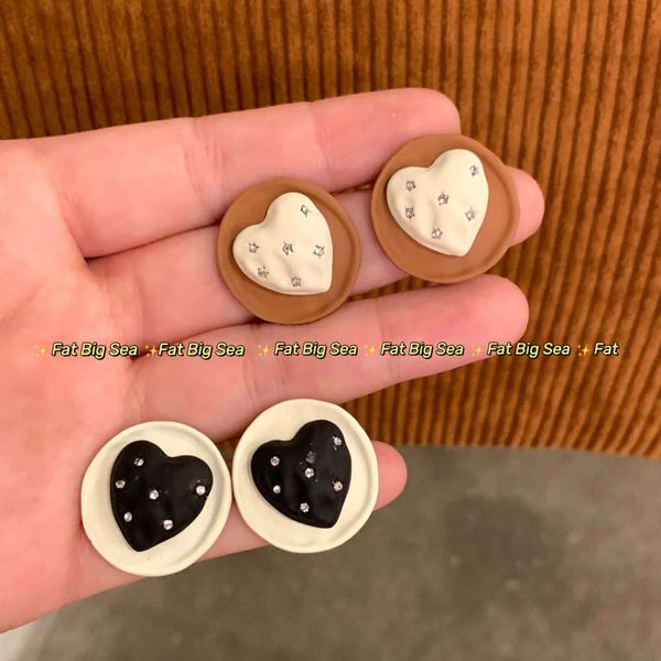 

simple love studded peach earrings autumn winter earrings female